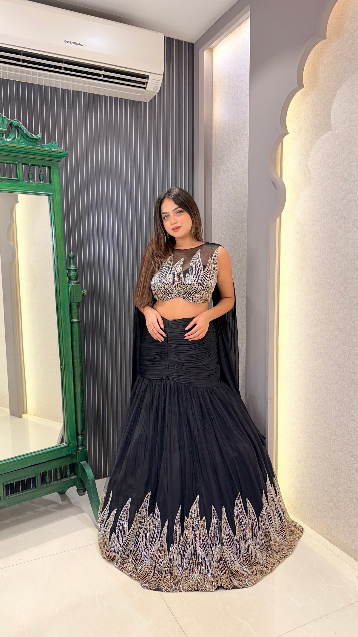 Sequin Work Fishcut Lehenga | Designer Partywear Lehenga Set