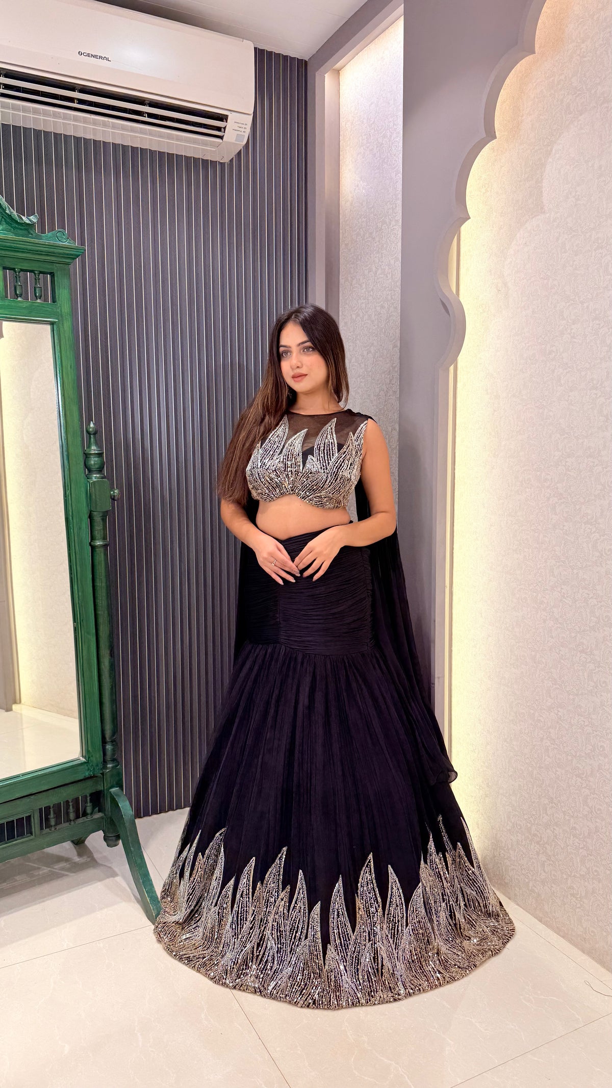 Sequin Work Fishcut Lehenga | Designer Partywear Lehenga Set