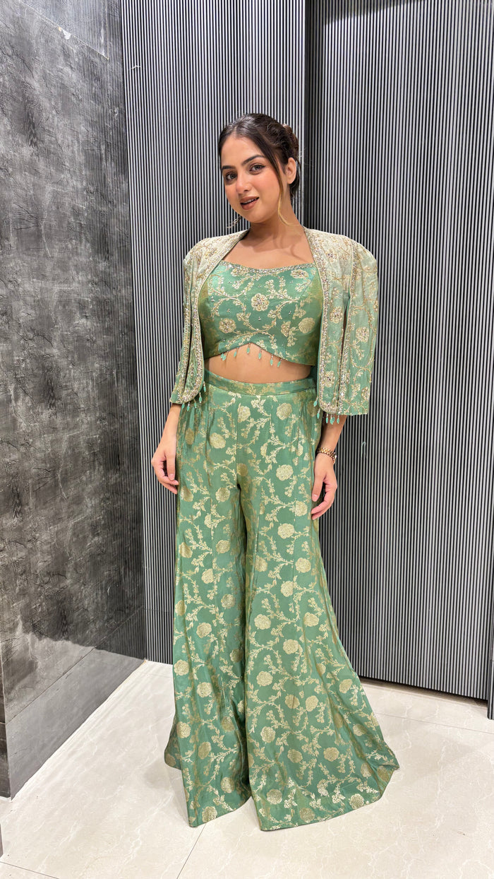 Banarasi Indo-Western with Mirror Work Detailing on Jacket