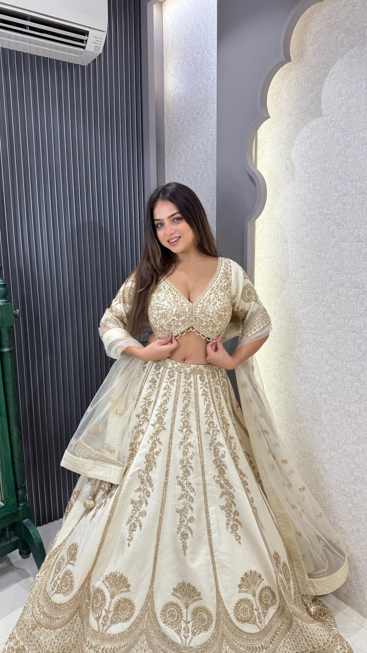 Pure Silk Handwork Lehenga with Embellished Blouse