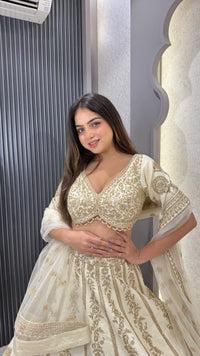 Pure Silk Handwork Lehenga with Embellished Blouse