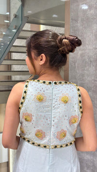 Handworked Designer Jumpsuit –Stone work with multi color sequin and pearl detailing