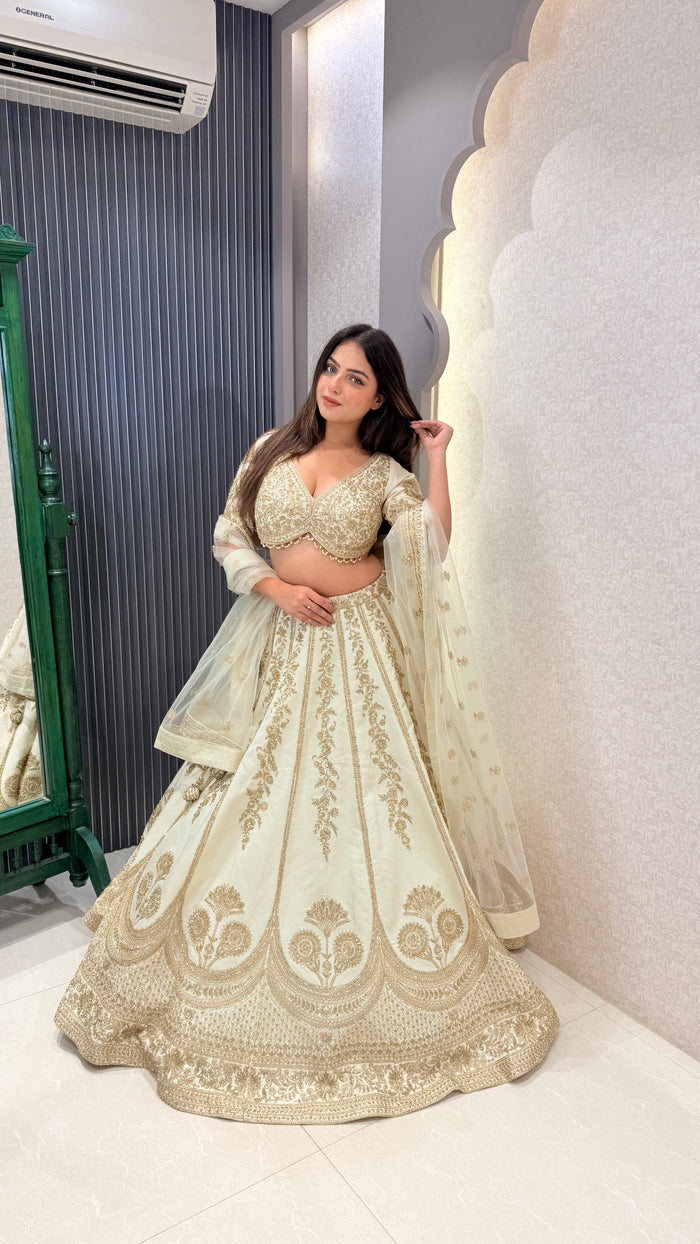 Pure Silk Handwork Lehenga with Embellished Blouse