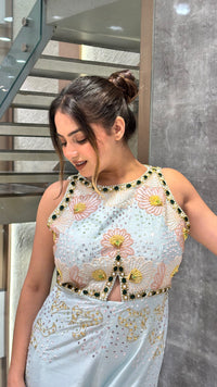 Handworked Designer Jumpsuit –Stone work with multi color sequin and pearl detailing