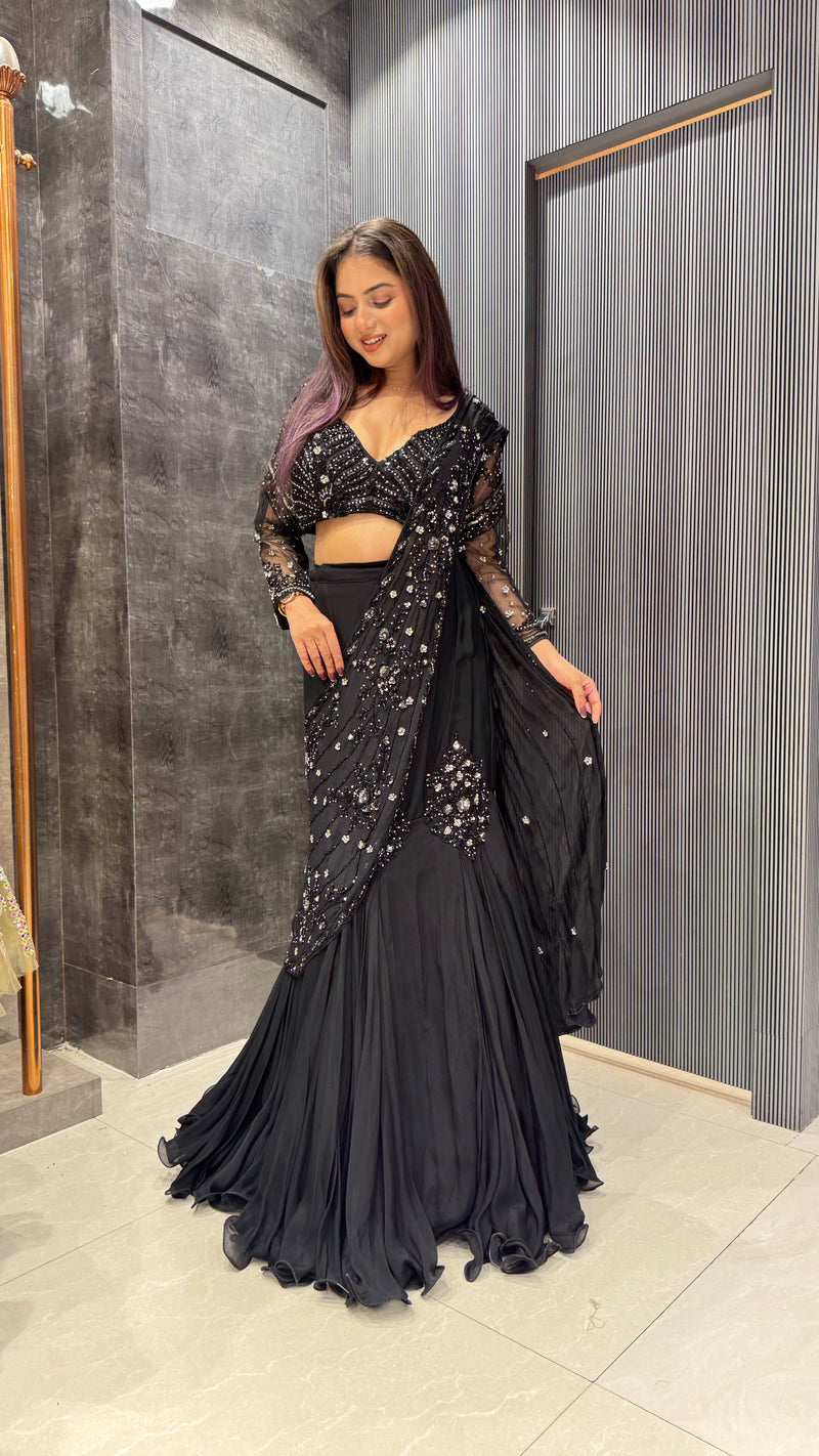 Chinon Lehenga with Intricately Handworked Blouse