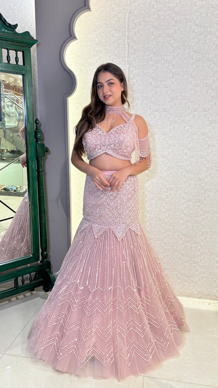 Handworked Sequin, Jarkan & Cutdana Designer Lehnga – With Blouse