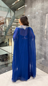 Indo-Western 3 Piece Set in Crepe with Mirror Work & Shimmer