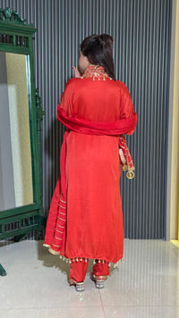 Luxe Satin Silk Suit with Gotta Work & Sequin Shell Embellishments