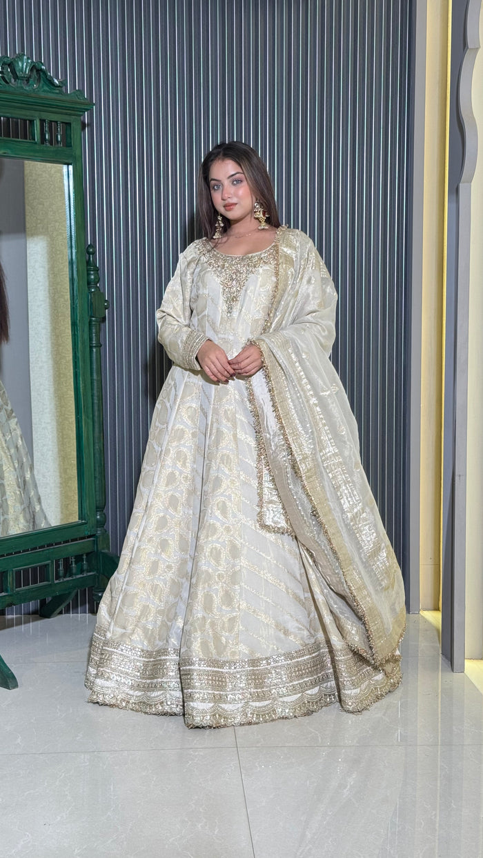 Regal Banarasi Silk Gown – Timeless Tradition with a Modern Twist
