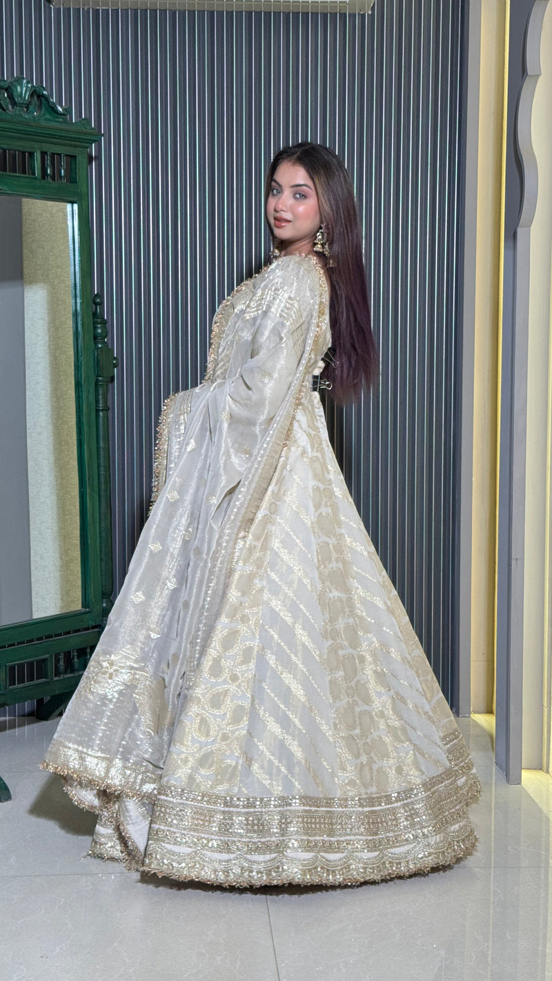 Regal Banarasi Silk Gown – Timeless Tradition with a Modern Twist