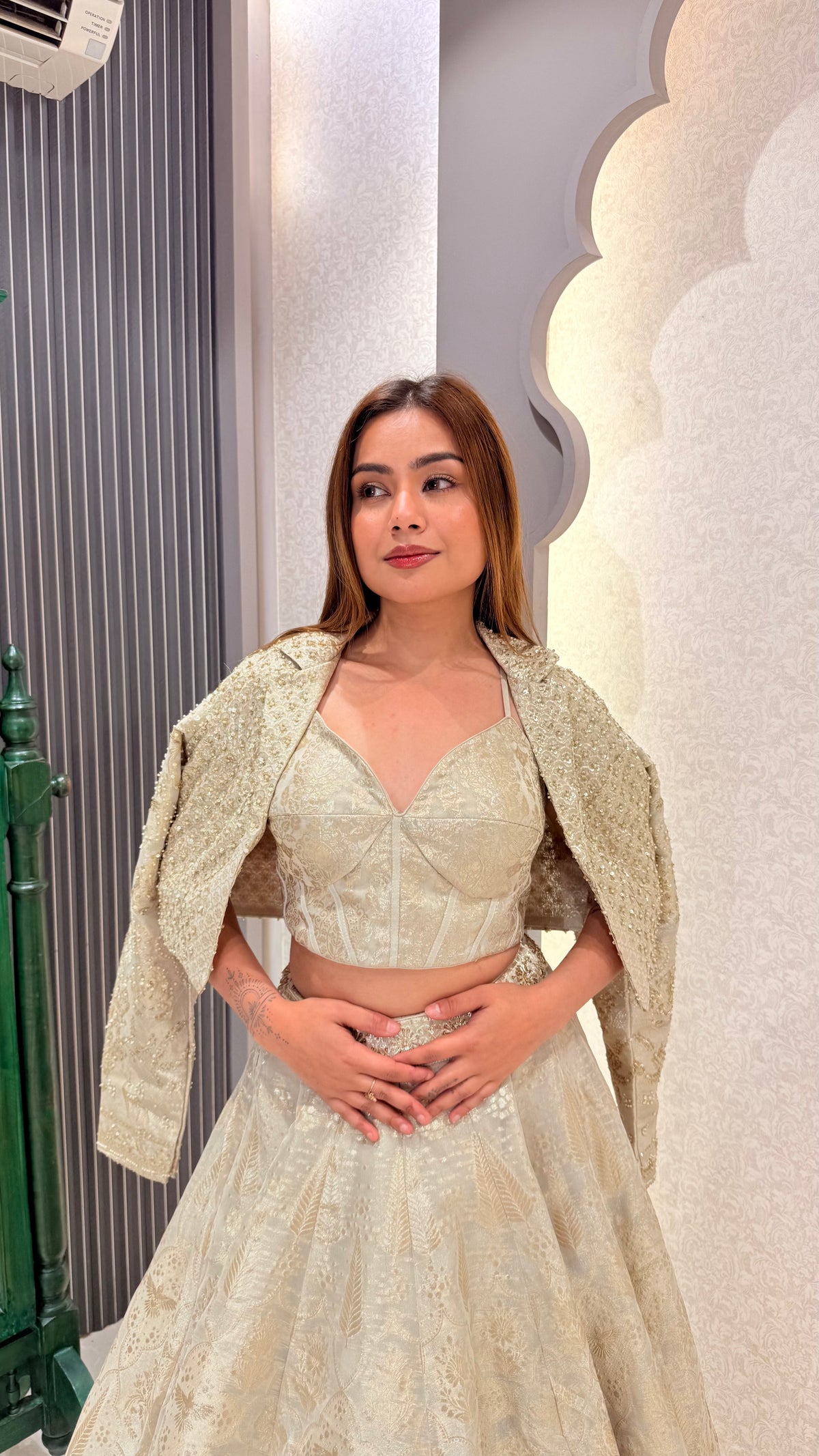 Handwork Corset Blouse Fish Cut Lehenga Set