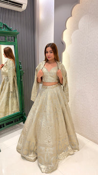 Handwork Corset Blouse Fish Cut Lehenga Set