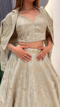 Handwork Corset Blouse Fish Cut Lehenga Set