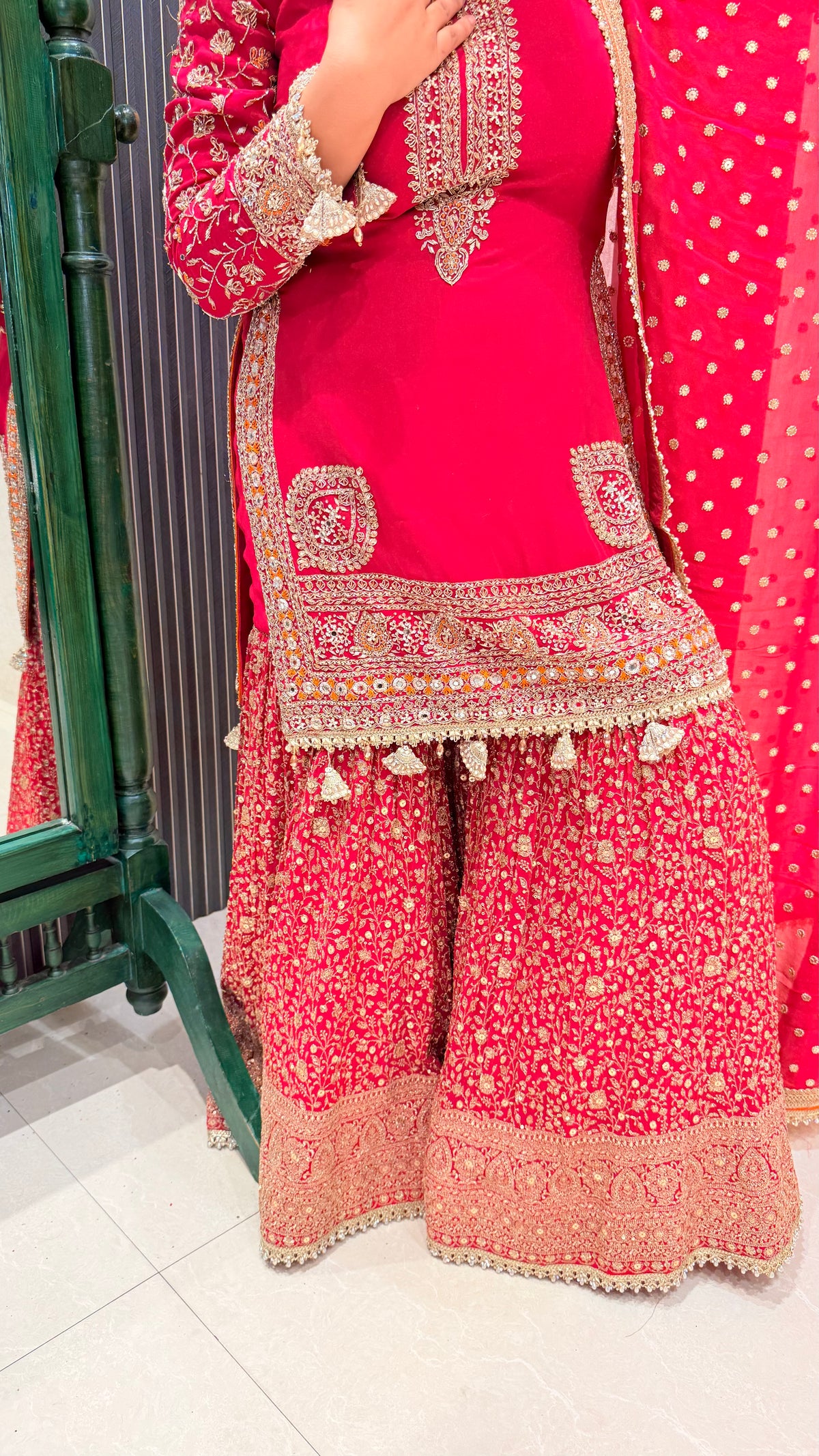 Dabka Pearl & Cutdana Work Shimmer Silk Suit Set