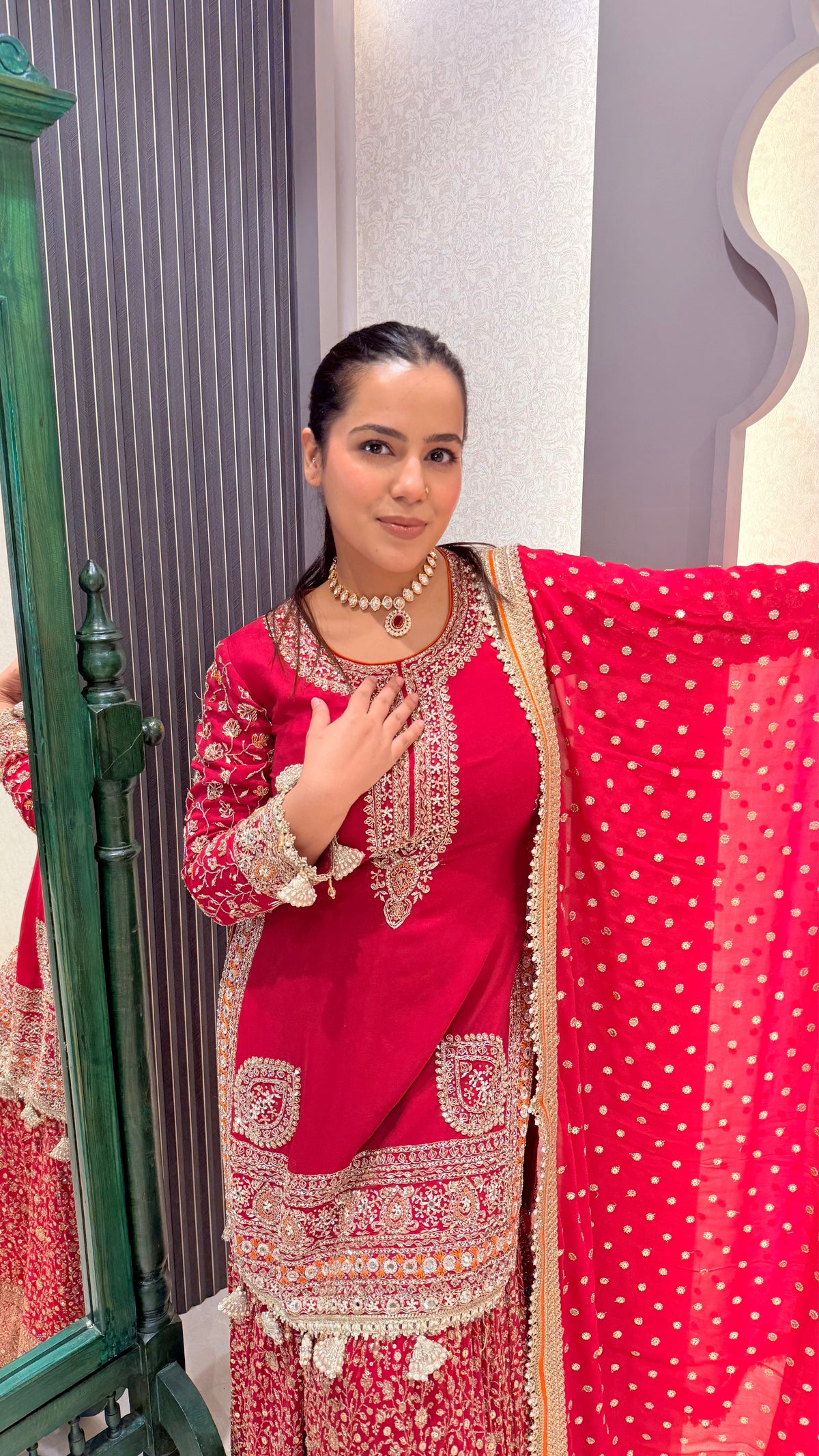 Dabka Pearl & Cutdana Work Shimmer Silk Suit Set