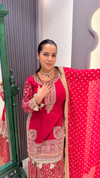 Dabka Pearl & Cutdana Work Shimmer Silk Suit Set