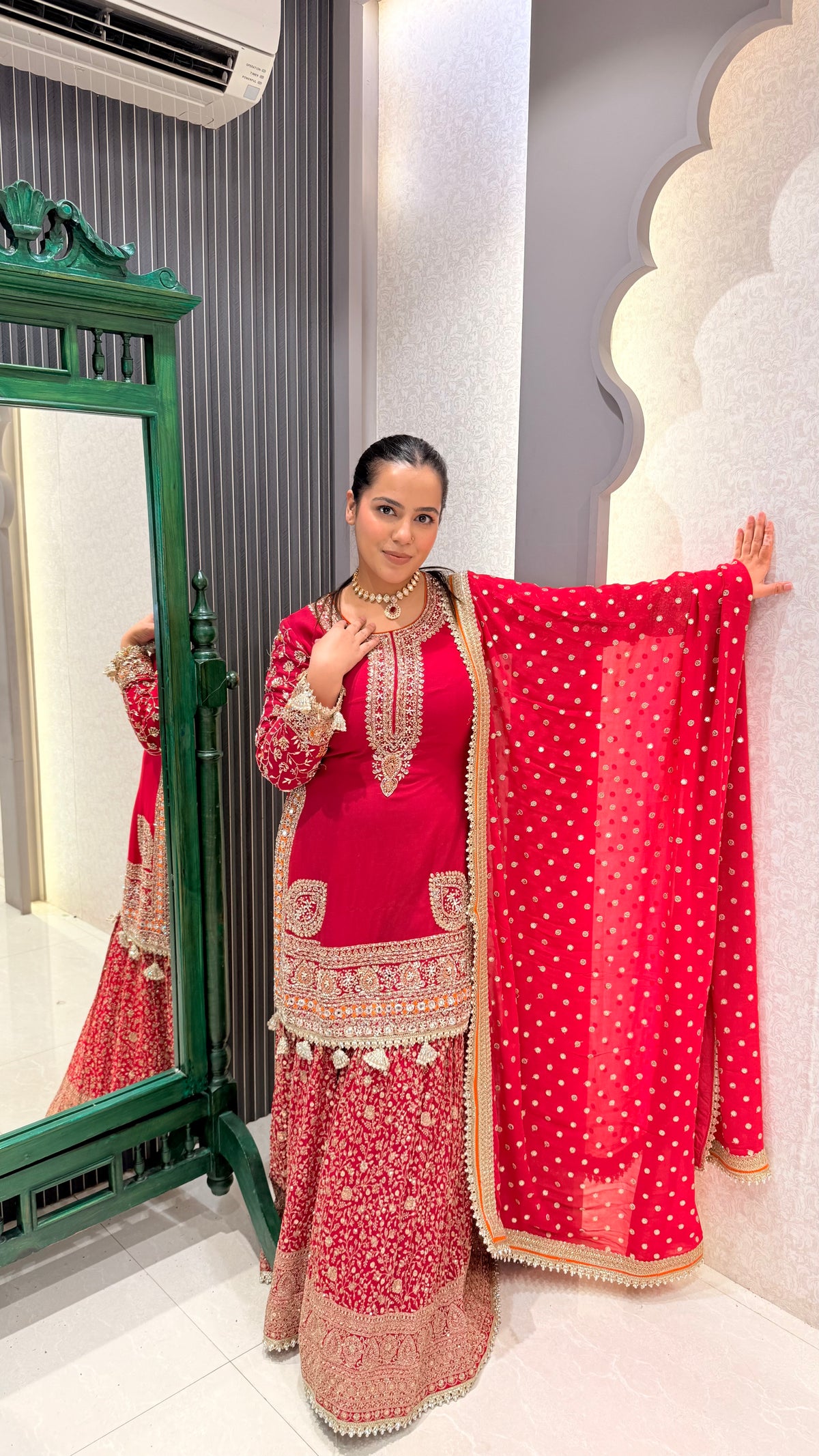 Dabka Pearl & Cutdana Work Shimmer Silk Suit Set