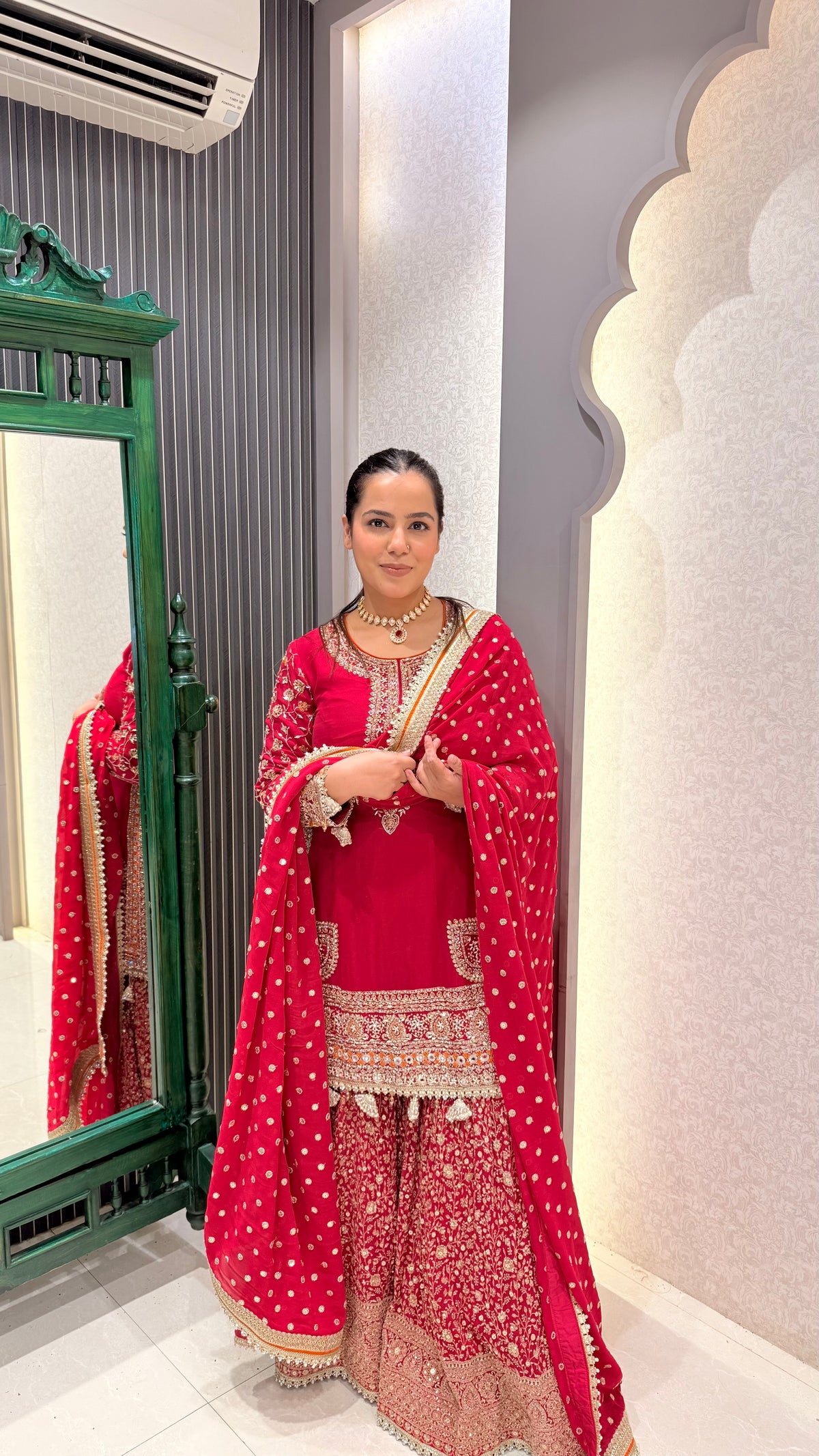 Dabka Pearl & Cutdana Work Shimmer Silk Suit Set