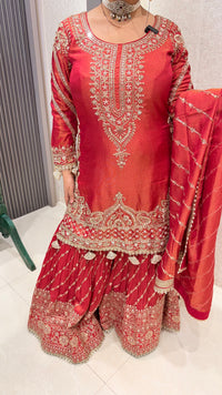 Dabka, Pearl & Cutdana Handwork Suit in Shimmer Silk