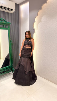 Handwork Corset Blouse Fish Cut Lehenga Set