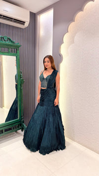 Handwork Corset Blouse Fish Cut Lehenga Set