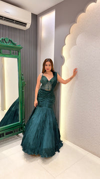 Handwork Corset Blouse Fish Cut Lehenga Set