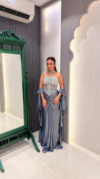 Zarkan Work Corset Blouse with Shimmer Lycra Saree
