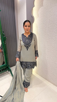 Beads Handwork Shimmer Silk Suit Set