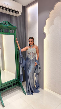 Zarkan Work Corset Blouse with Shimmer Lycra Saree