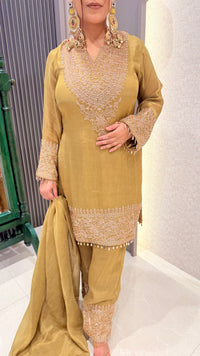 Beads Handwork Suit in Shimmer Silk Fabric