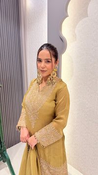 Beads Handwork Suit in Shimmer Silk Fabric