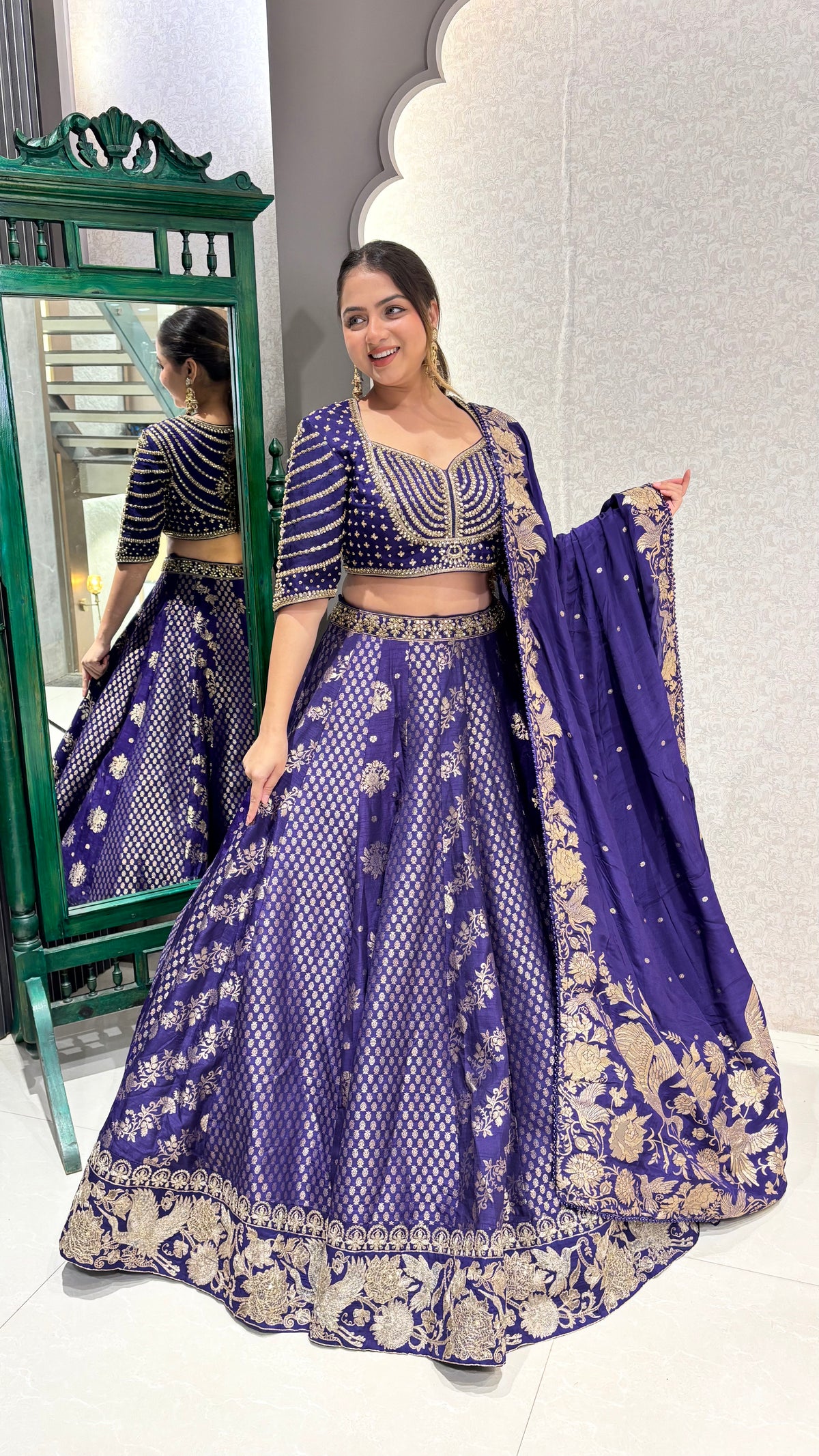 Kundan work blouse with banarsi silk lehenga ( Hotseller 26 + pcs sold)
