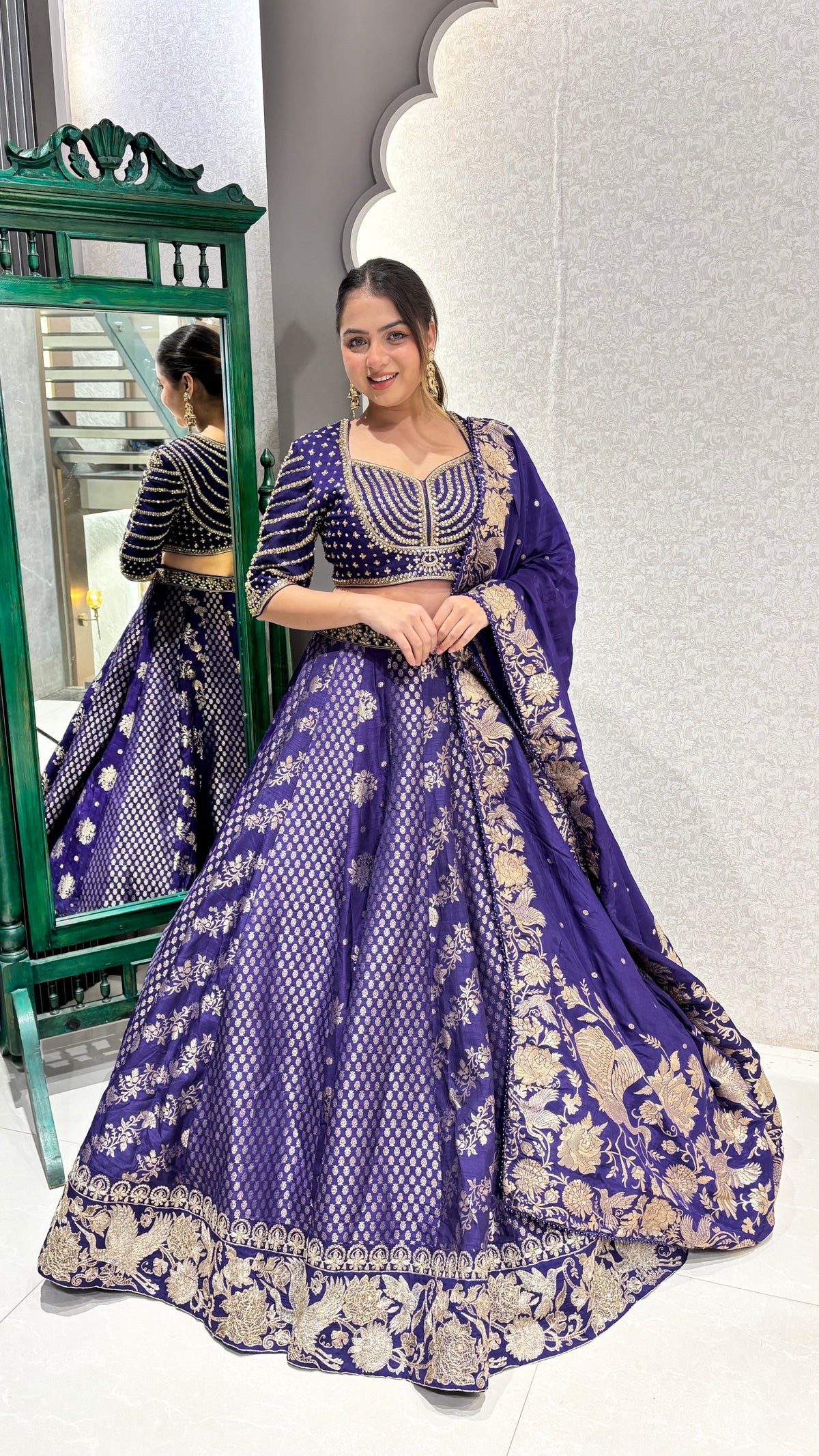 Kundan work blouse with banarsi silk lehenga ( Hotseller 26 + pcs sold)
