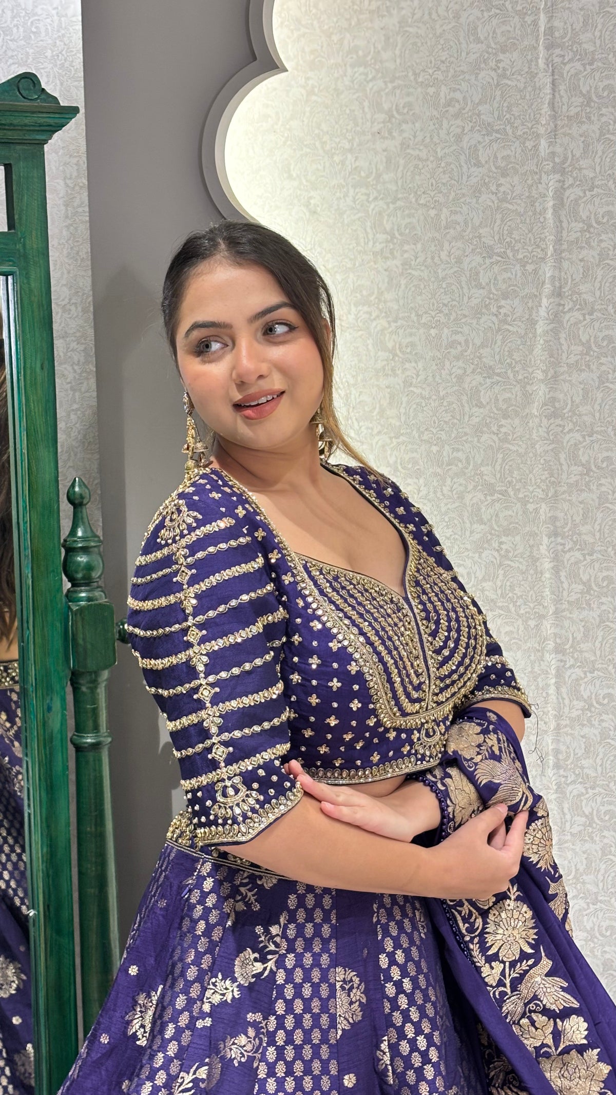 Kundan work blouse with banarsi silk lehenga ( Hotseller 26 + pcs sold)