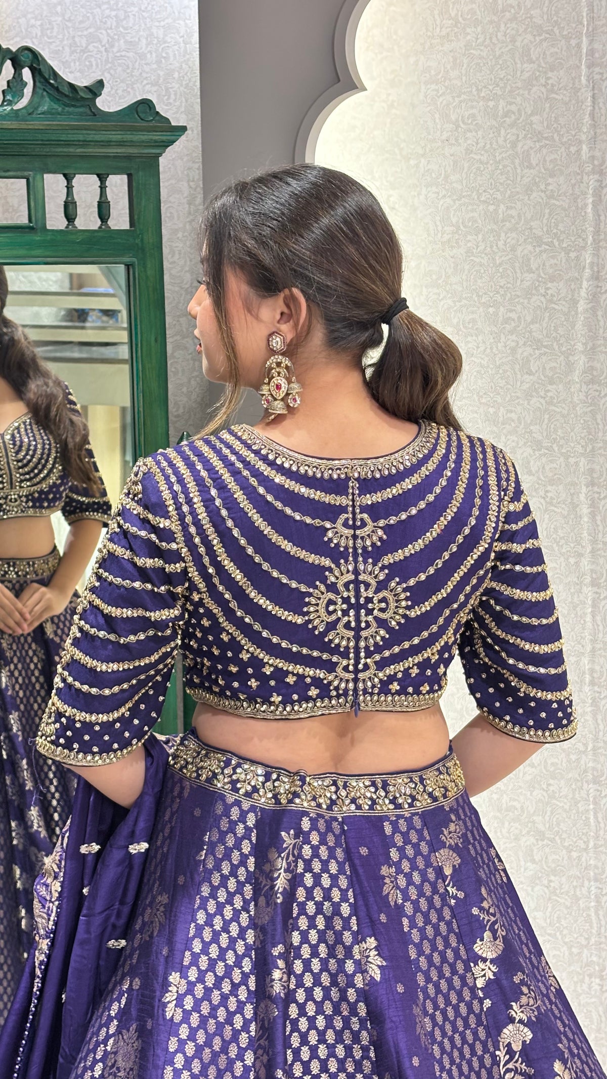 Kundan work blouse with banarsi silk lehenga ( Hotseller 26 + pcs sold)