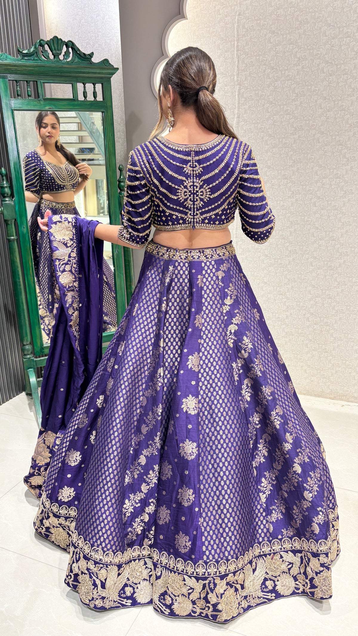 Kundan work blouse with banarsi silk lehenga ( Hotseller 26 + pcs sold)