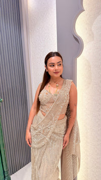 Sequin Saree with Corset Handwork Blouse & Palla