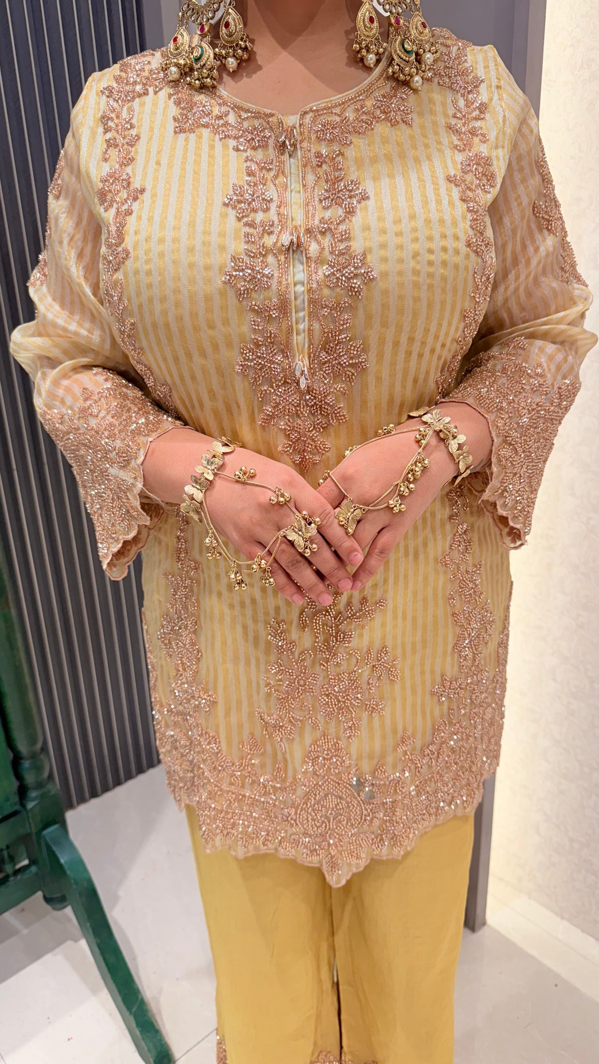 Beads Handwork Shimmer Silk Suit Set