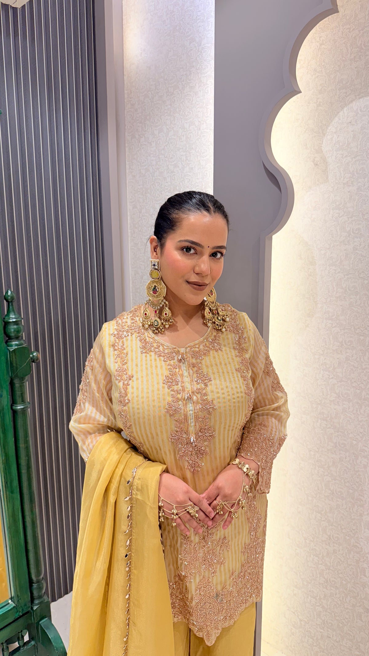 Beads Handwork Shimmer Silk Suit Set