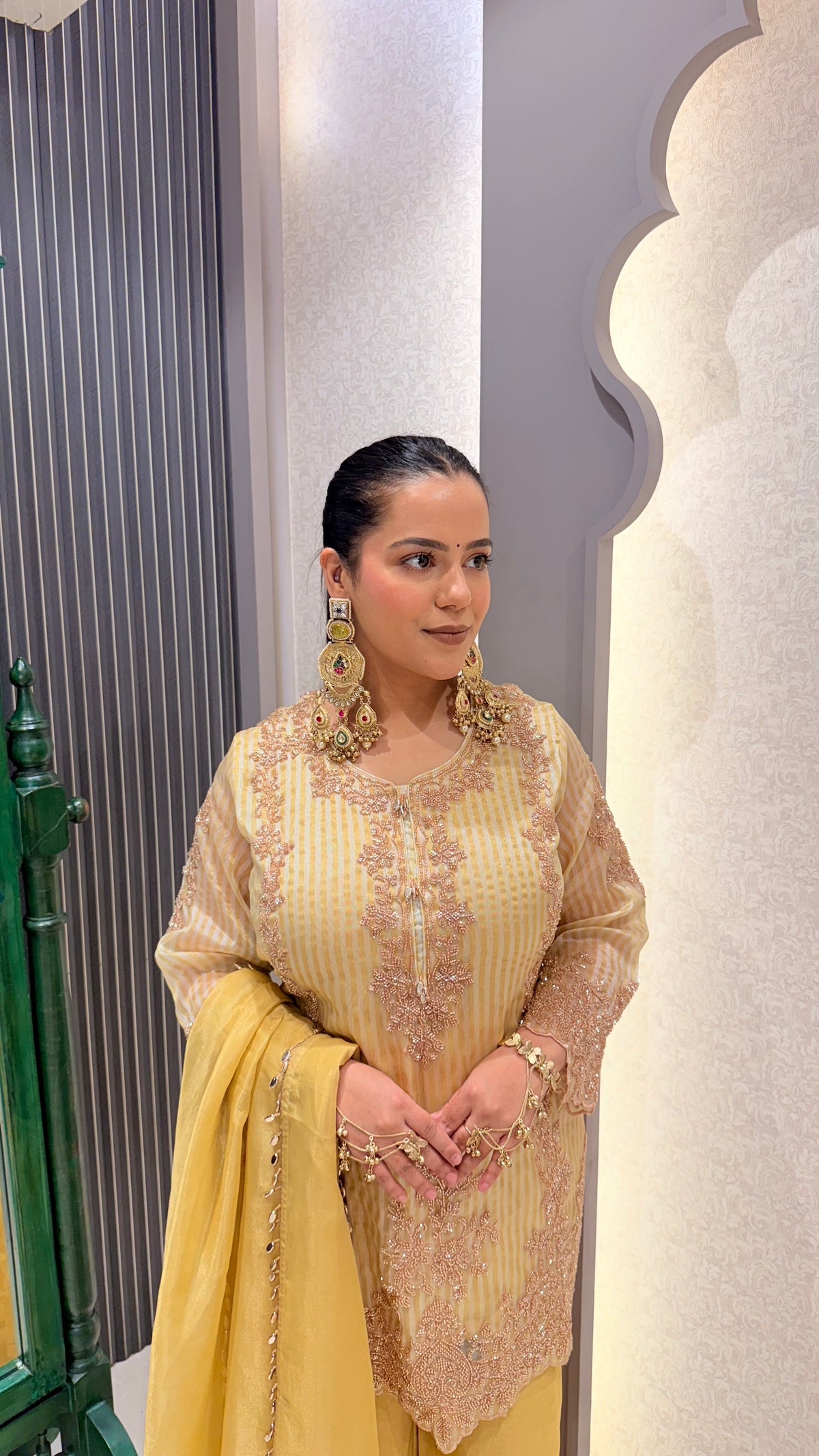 Beads Handwork Shimmer Silk Suit Set