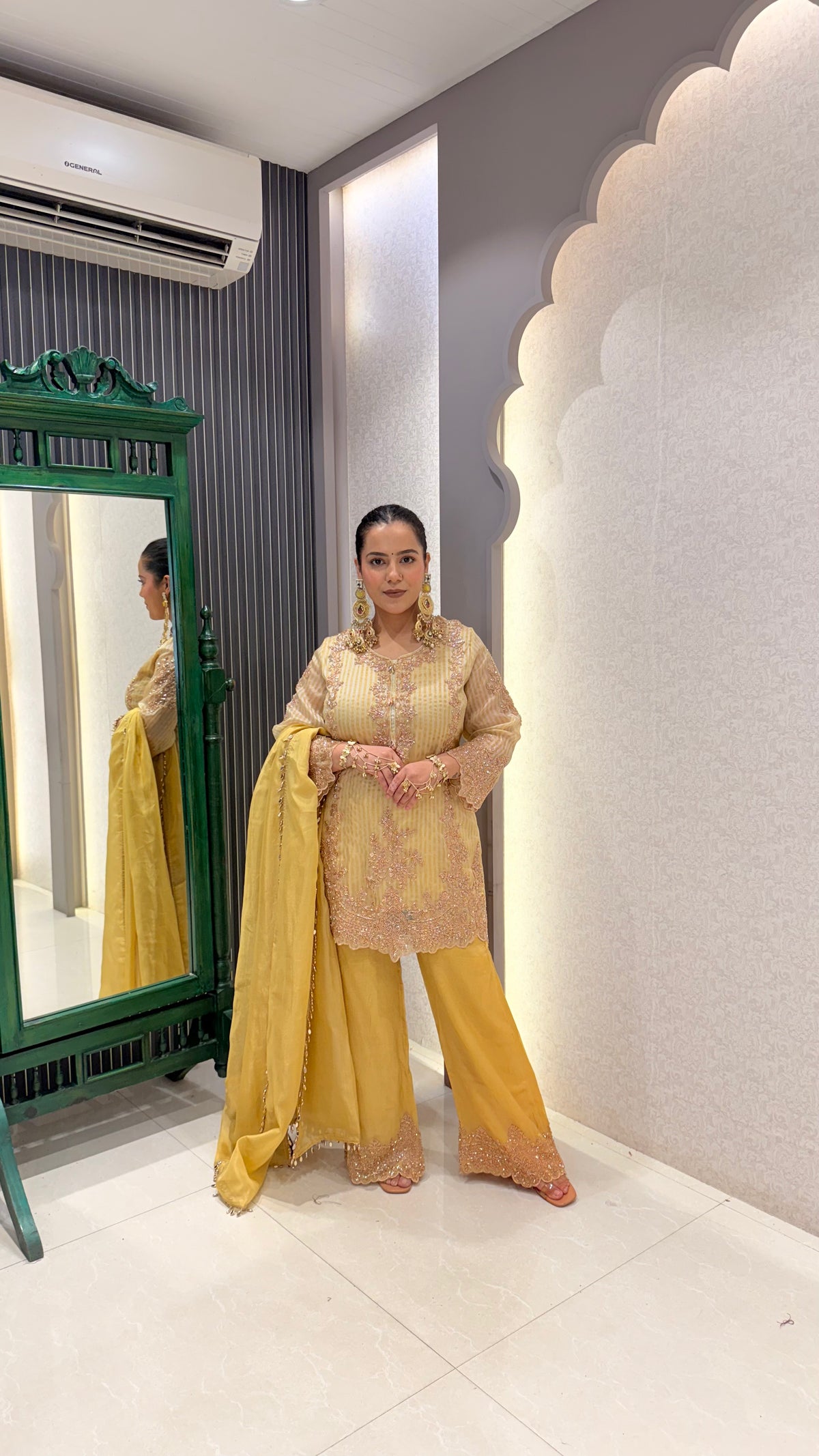 Beads Handwork Shimmer Silk Suit Set