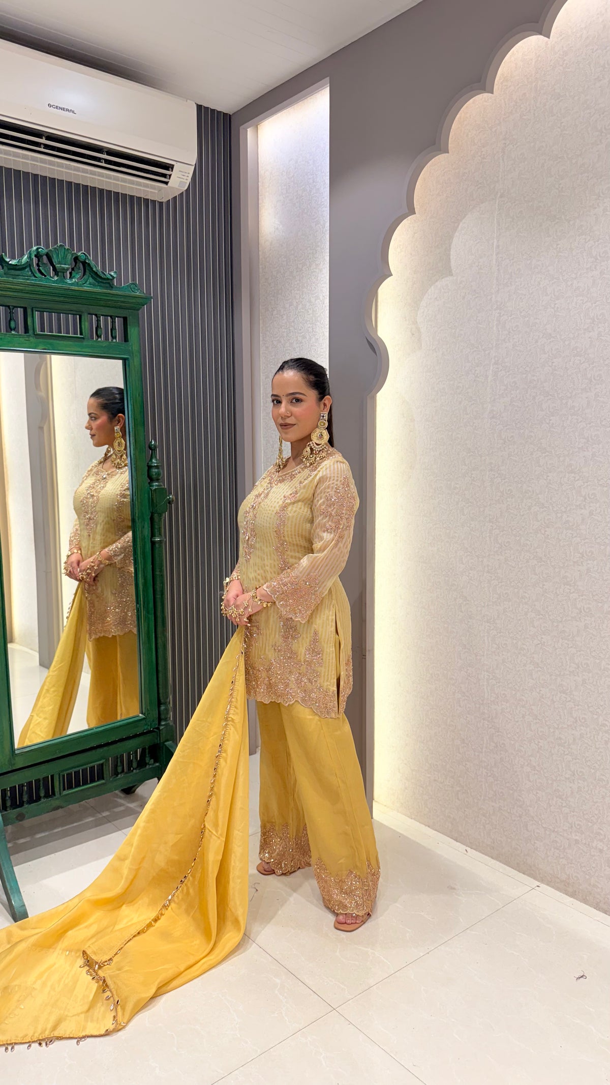 Beads Handwork Shimmer Silk Suit Set