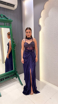 Drape Collection Imported Fabric Saree with Handwork Corset Blouse