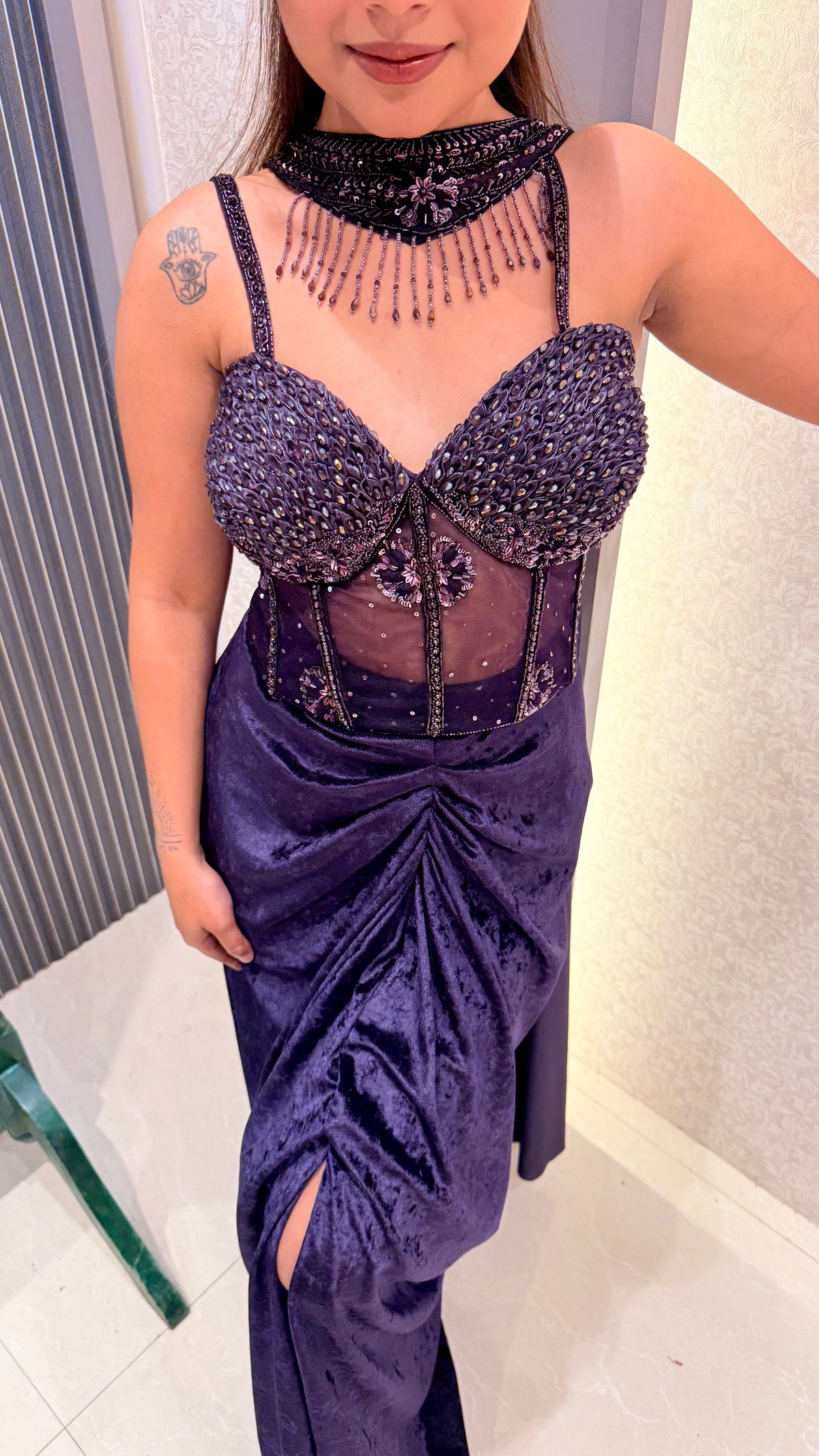 Drape Collection Imported Fabric Saree with Handwork Corset Blouse