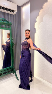 Drape Collection Imported Fabric Saree with Handwork Corset Blouse