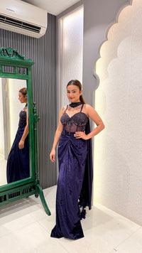 Drape Collection Imported Fabric Saree with Handwork Corset Blouse