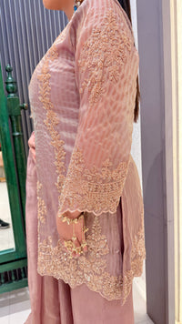 Shimmer Silk Suit with Beads Handwork