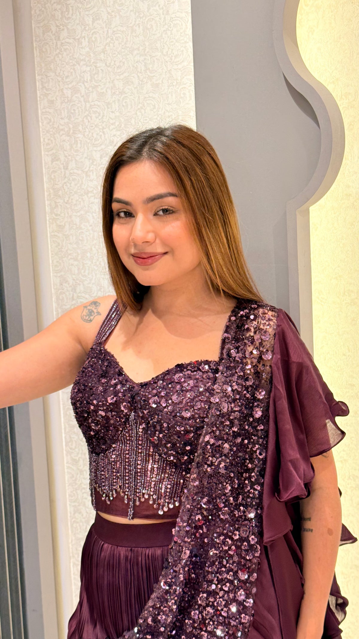 Handwork Corset Blouse with Satin Lehenga