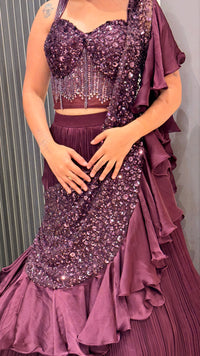 Handwork Corset Blouse with Satin Lehenga