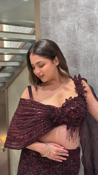 Handworked Blouse with Imported Fabric Lehnga – Sizes Upto 46